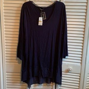 Dark Purple Lace-Trimmed Blouse.